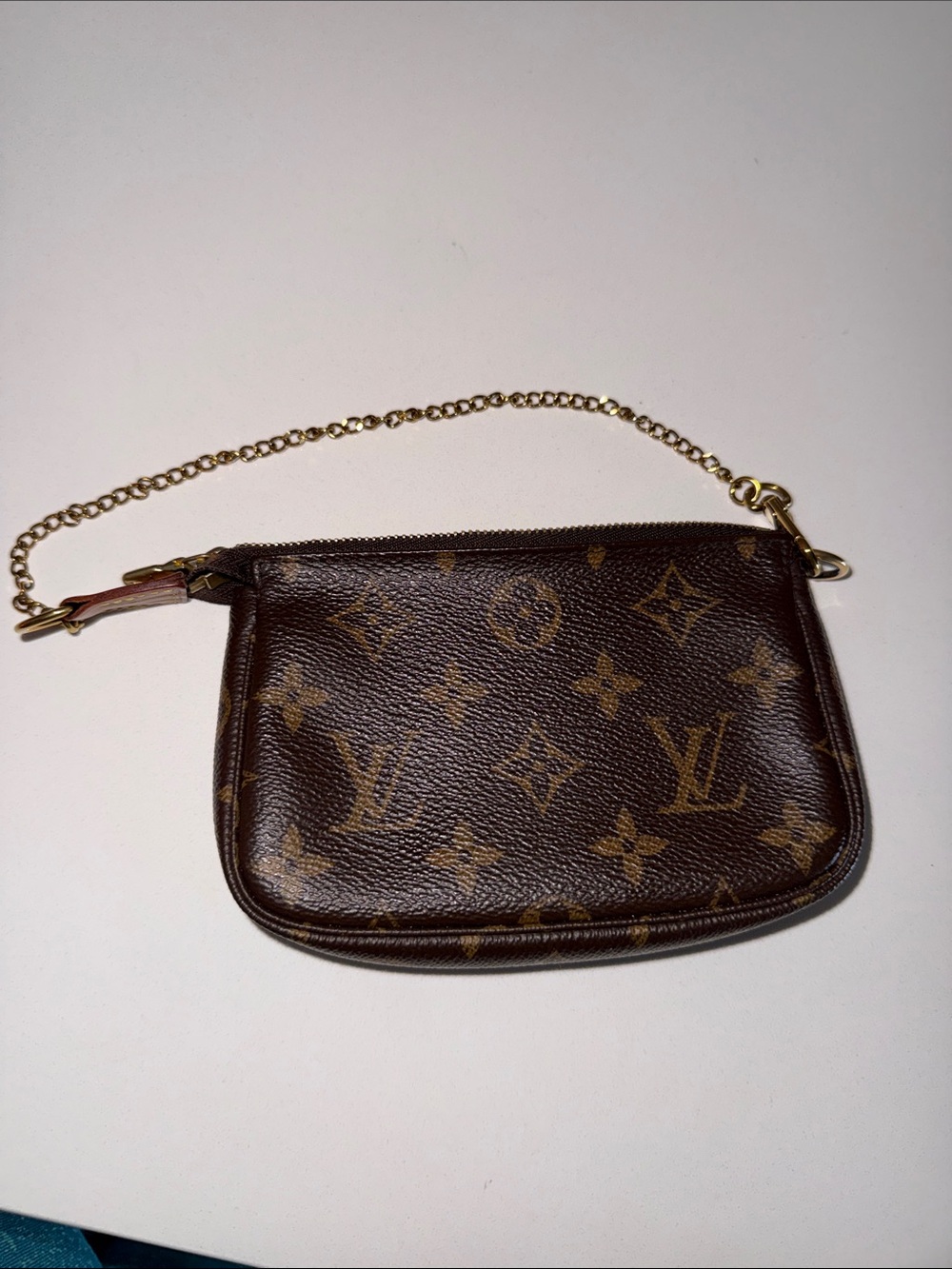 Louis Vuitton Brown Monogram Mini Pochette with Gold Chain - Picture 6 of 6